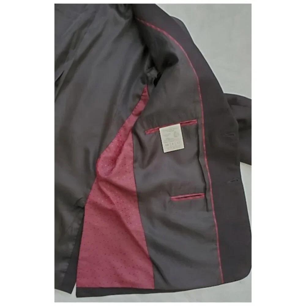 Premium Black Virgin Wool Sport Coat Two-Button Dual-Vent Suit Jacket Sz 42